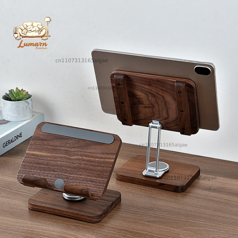 Desk Setup Tablet - حامل آيباد من خشب الجوز الأسود
