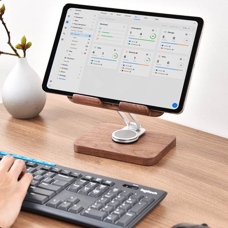 حامل آيباد من خشب الجوز الأسود - مراجعة Desk Setup Tablet وسعره