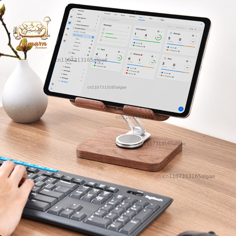 حامل آيباد من خشب الجوز الأسود - مراجعة Desk Setup Tablet وسعره