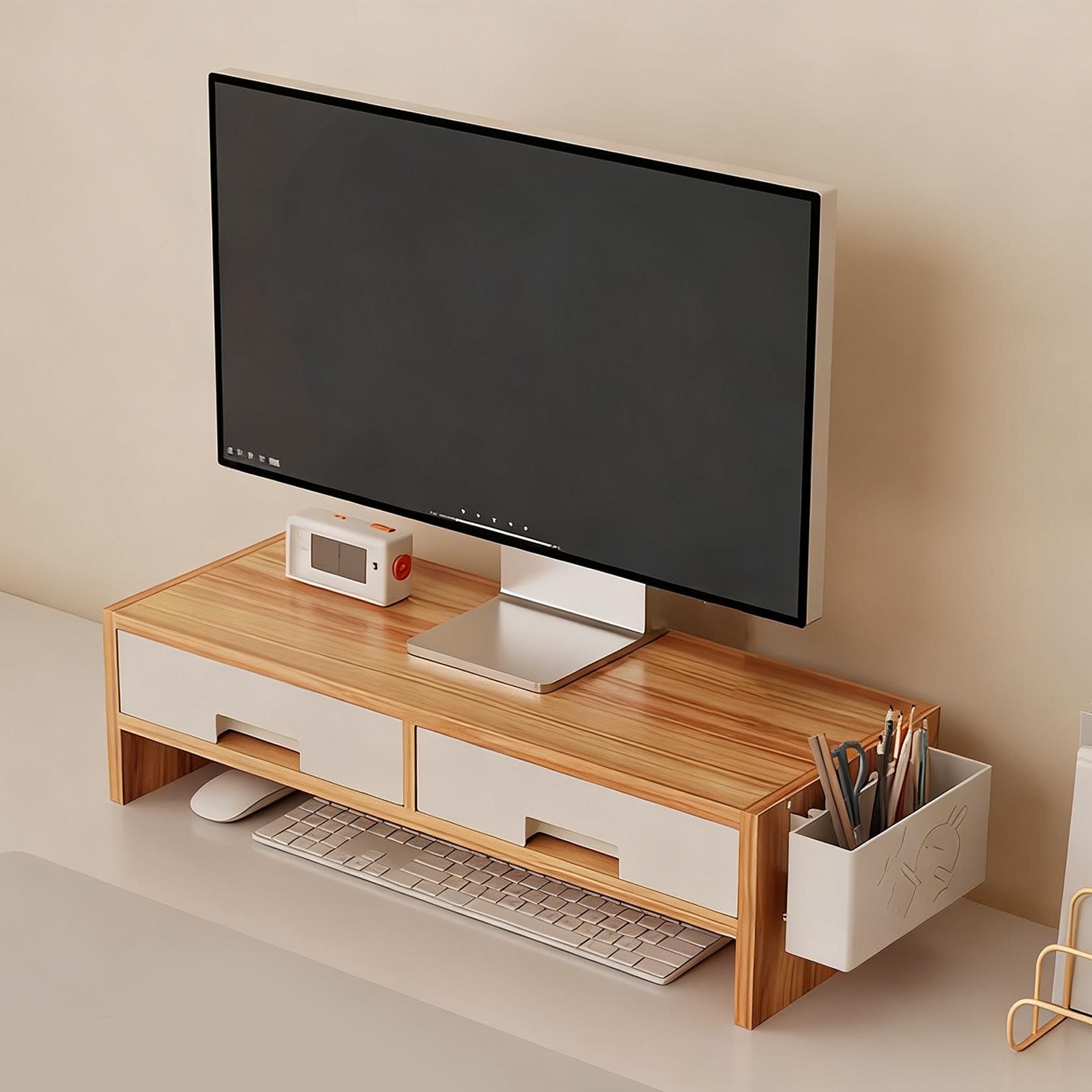 حامل شاشة مكتب، درج مزدوج، منظ - مراجعة Desk Setup Home Office وسعره