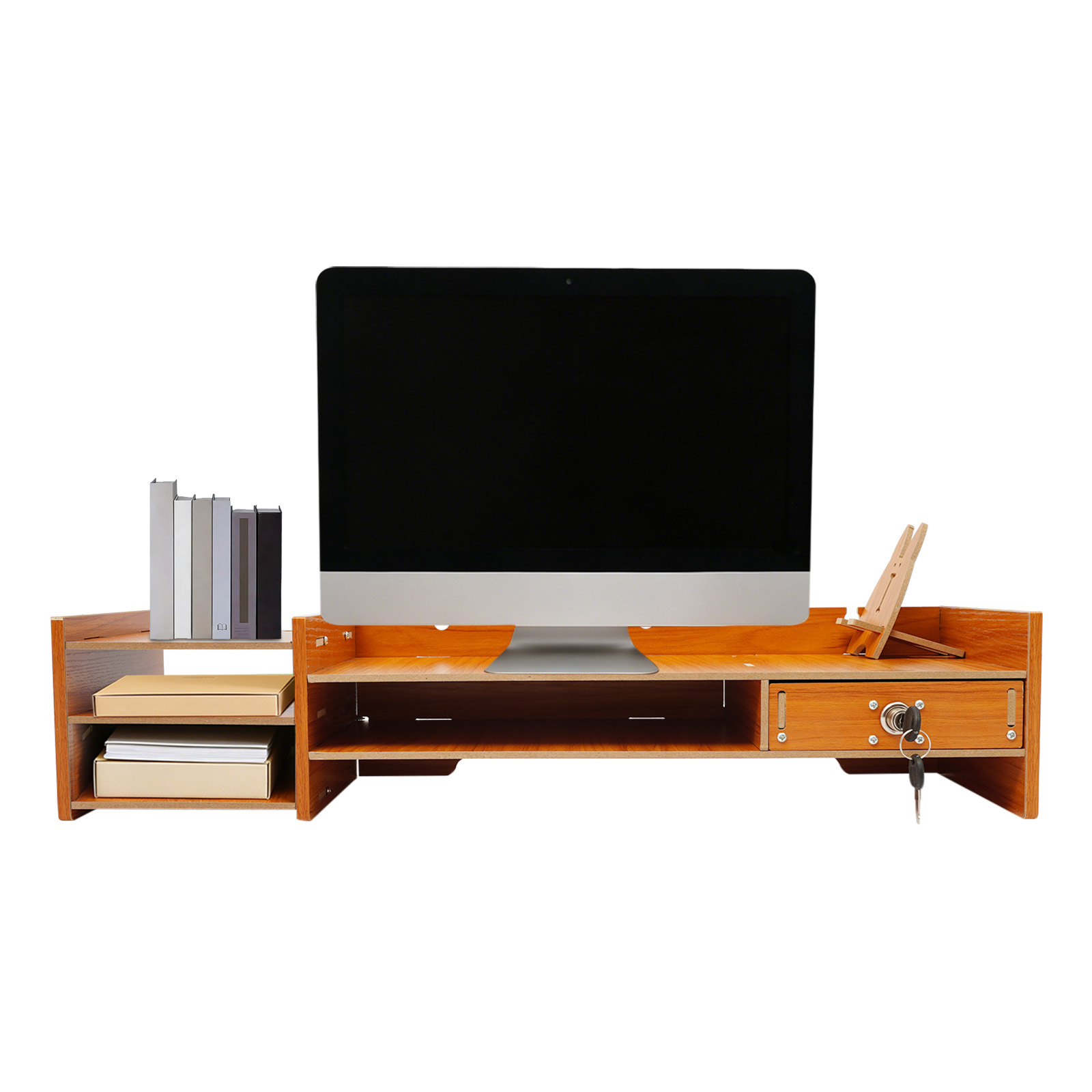 حامل شاشة مكتبي مريح من خشب MD - مراجعة Desk Setup Home Office وسعره