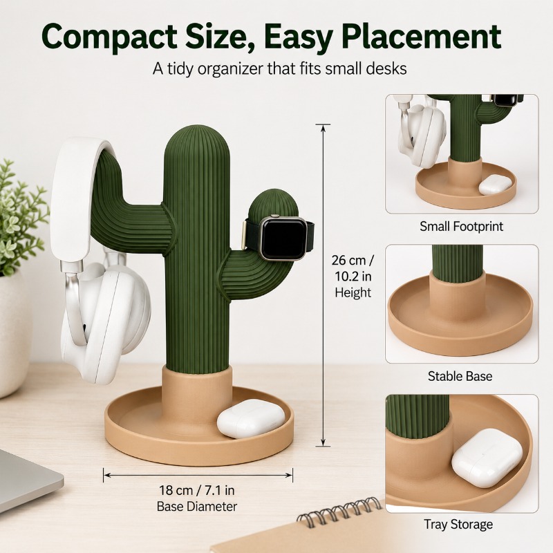 حامل سماعات رأس بتصميم صبار بس - مراجعة Desk Setup Organization وسعره